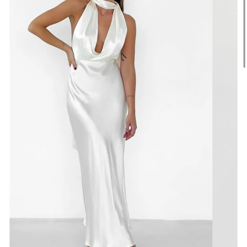 Worn once white silk halter dress